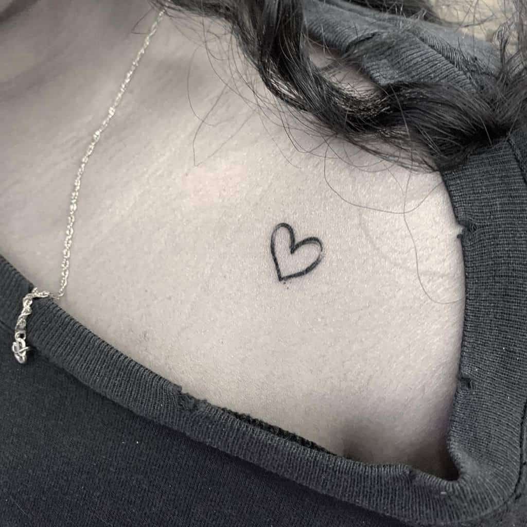 Heart Outline Shoulder Tattoo bey_ink