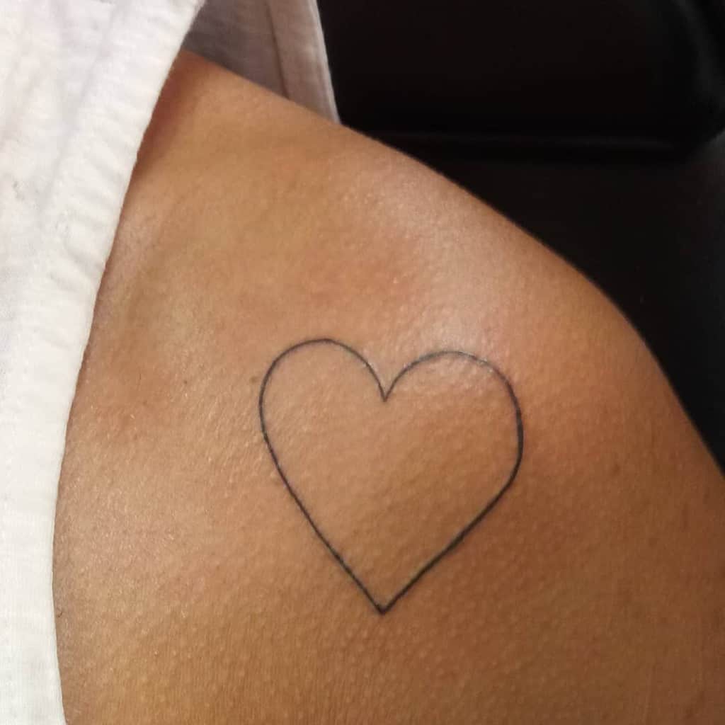 Heart Outline Shoulder Tattoo inkbyace