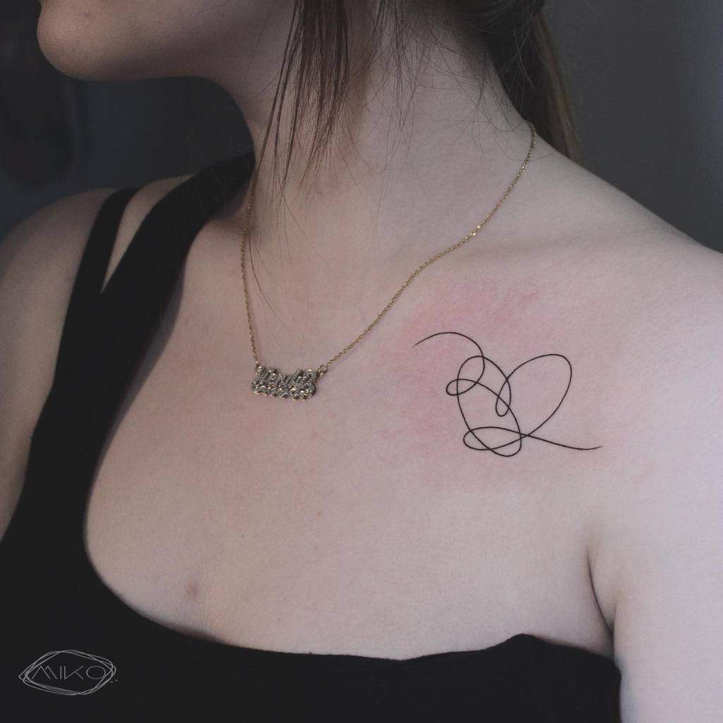Heart Outline Shoulder Tattoo miko_nyctattoo
