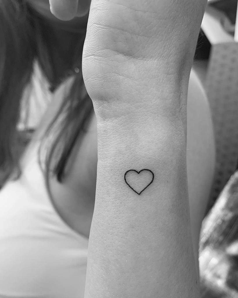 Heart Outline Wrist Tattoo becca_tattoo