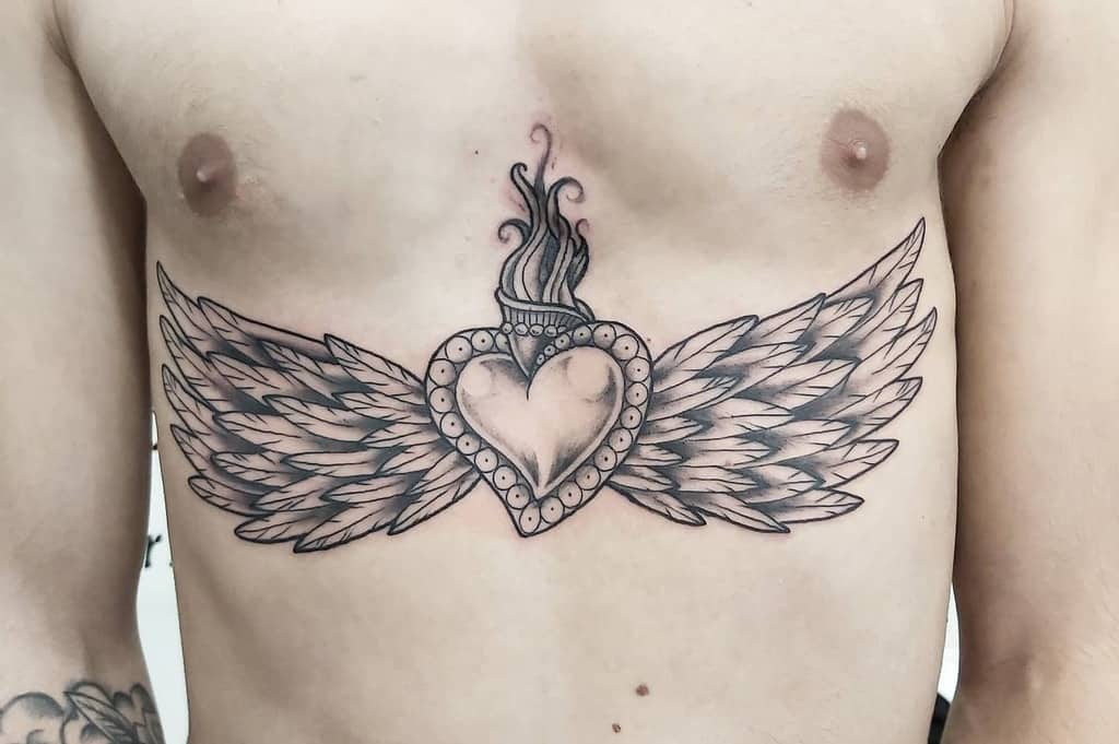 Heart With Angel Wings Tattoo strawberryinktattoostudio