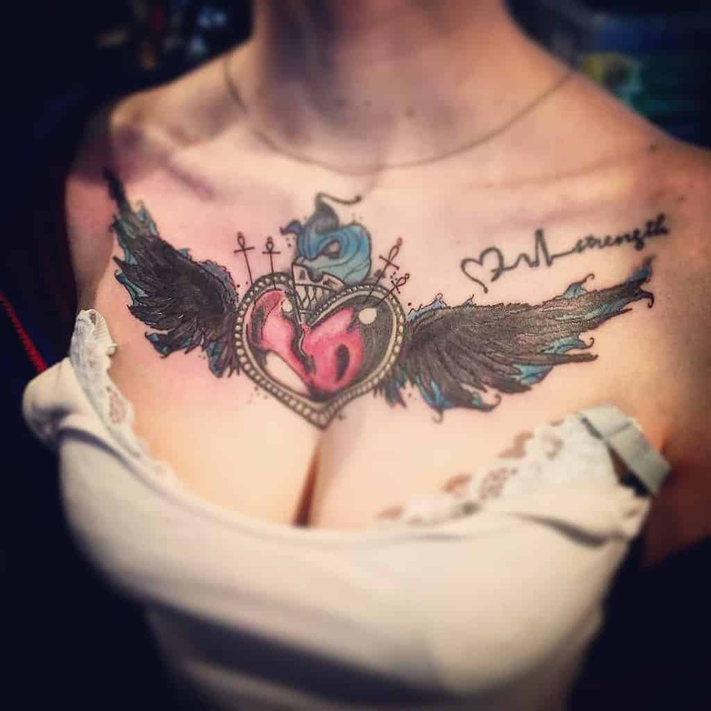 Heart With Wings Chest Tattoo misspandaeyes94