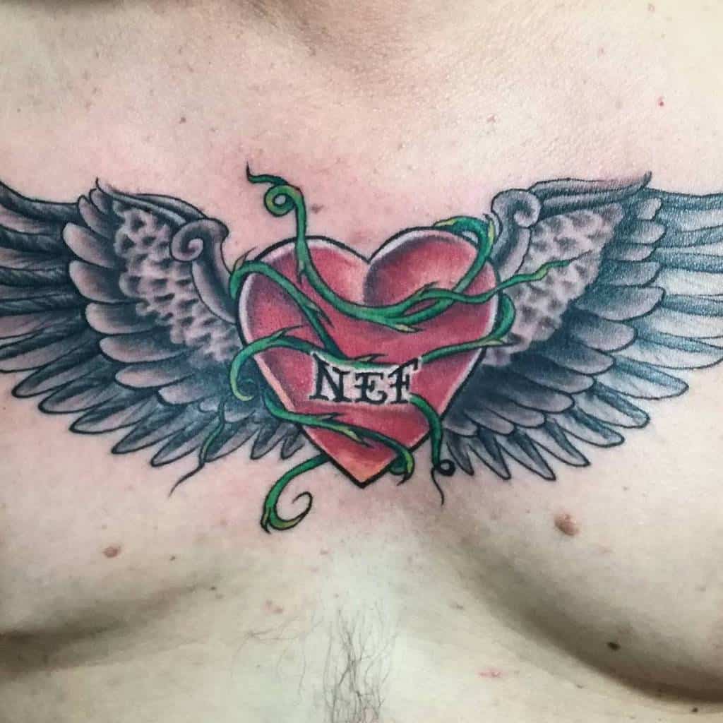 Heart With Wings Chest Tattoo pomelonium
