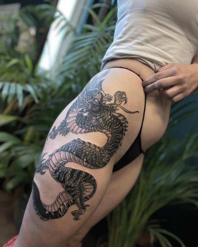 Hip Dragon Tattoos for Women leviticustattooist