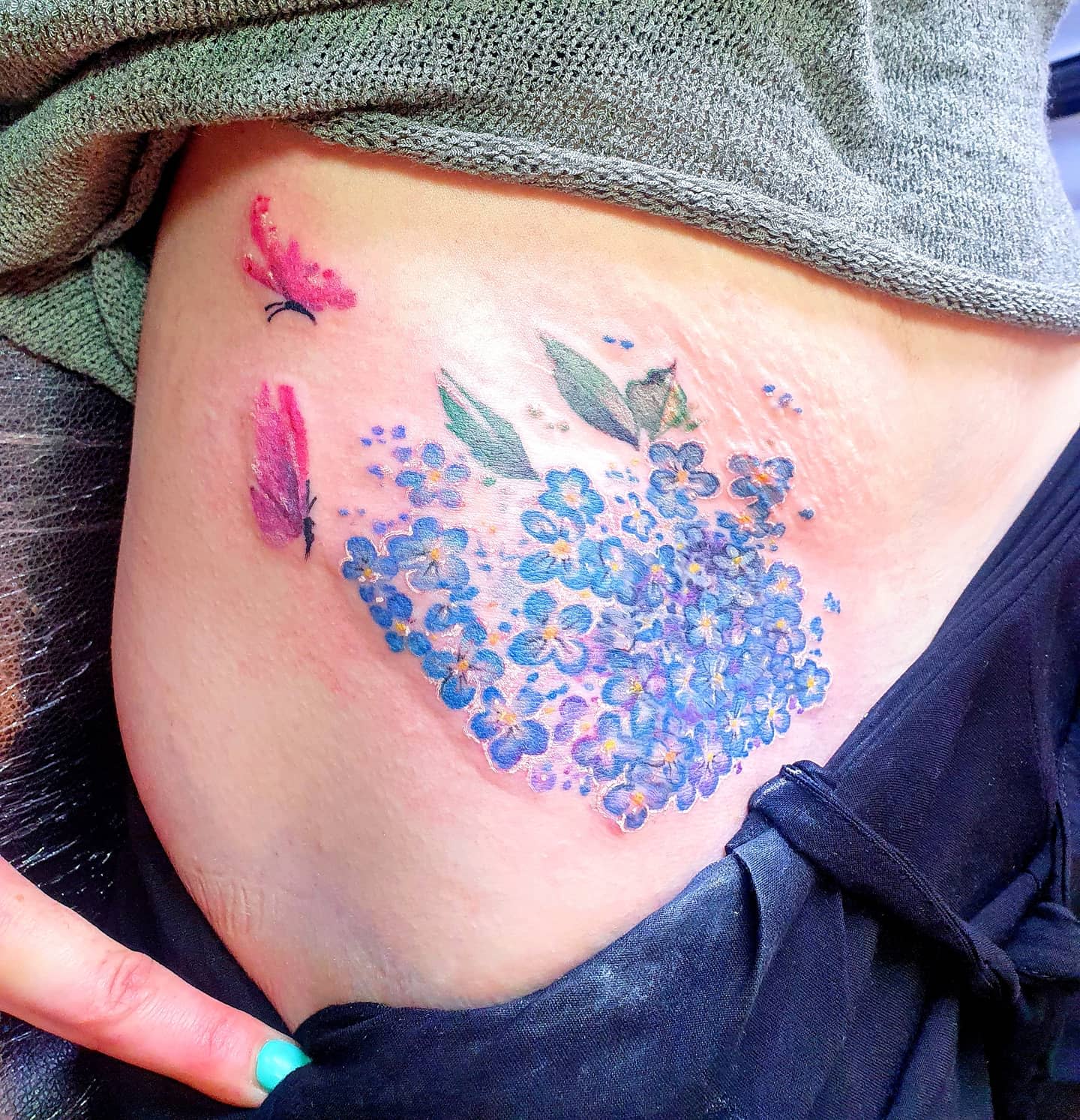 Blue Hydrangea Tattoo -beccambtattoo