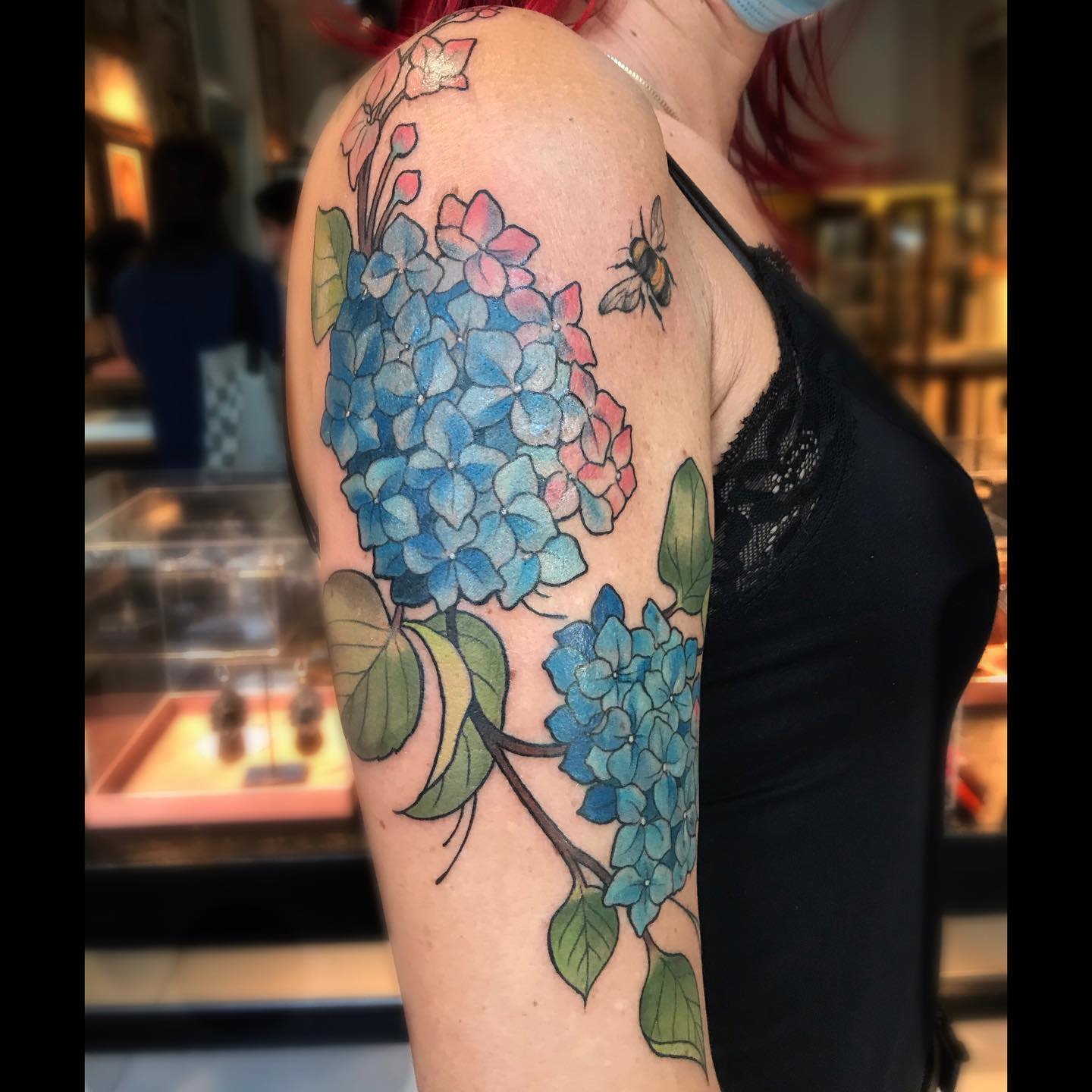 Blue Hydrangea Tattoo -nancytattooer