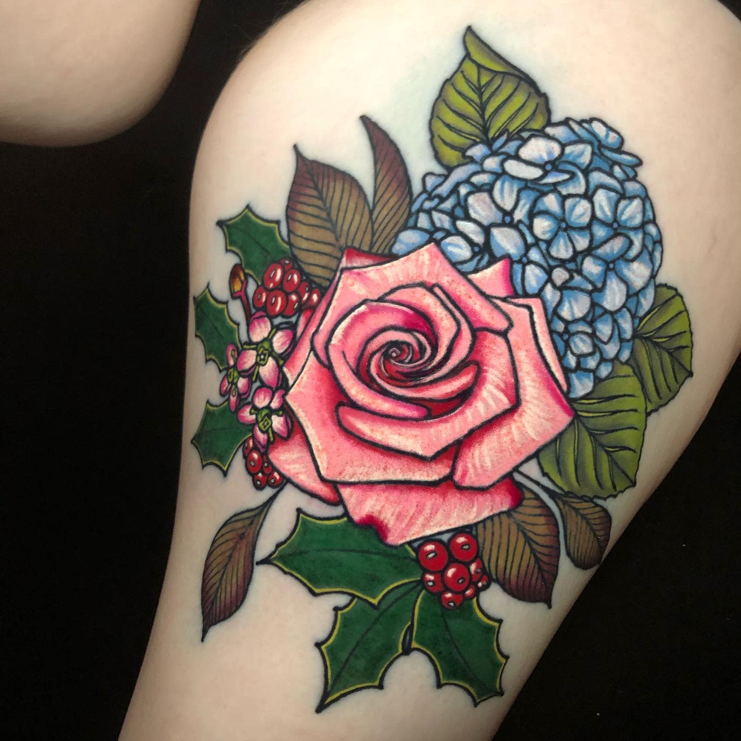 Traditional Hydrangea Tattoo -missliz_art