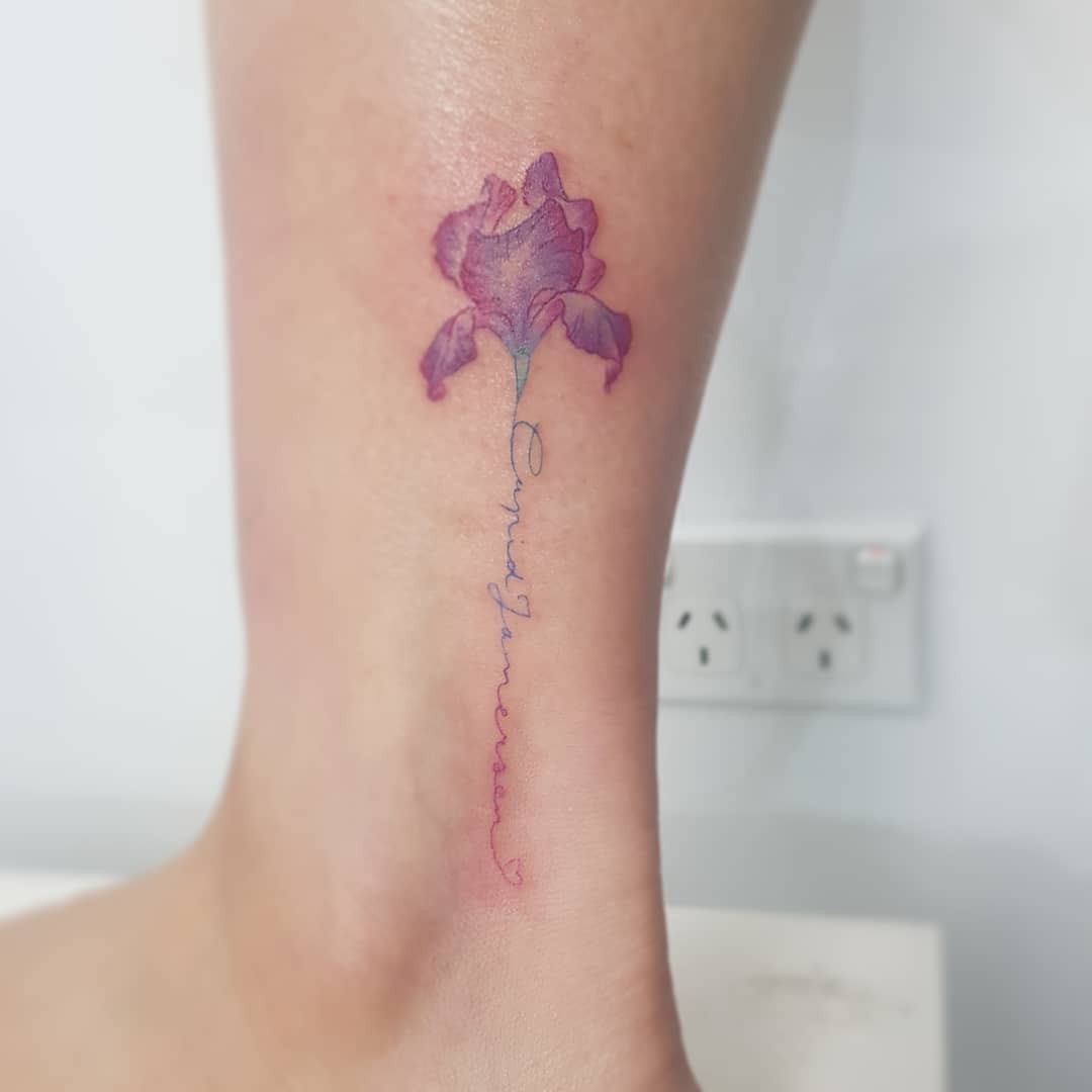 Iris Flower  Ancient Indigo  Tattoos by Amanda Appiarius