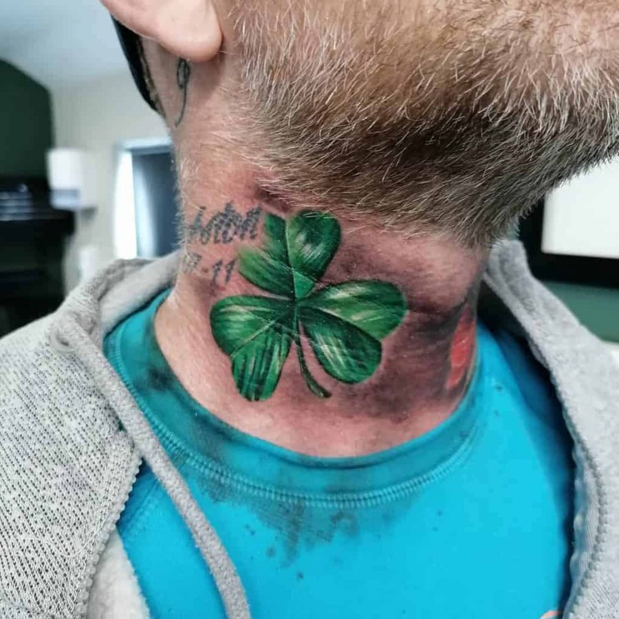 Irish Shamrock Neck Tattoo