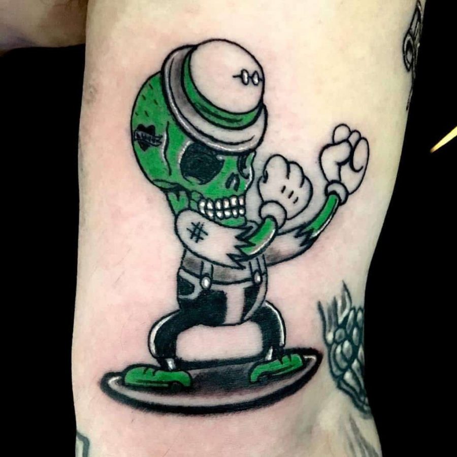Irish Skeleton Green Head Fighting Irish Tattoo
