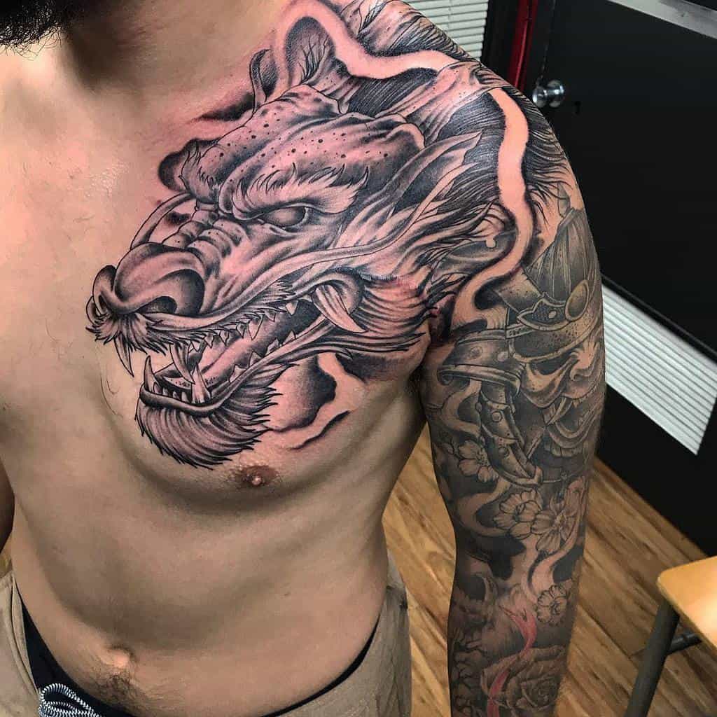 Japanese Dragon Head Tattoo intheskinfullerton