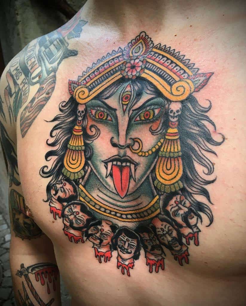 Kali Chest Stomach Tattoo Johann Morel