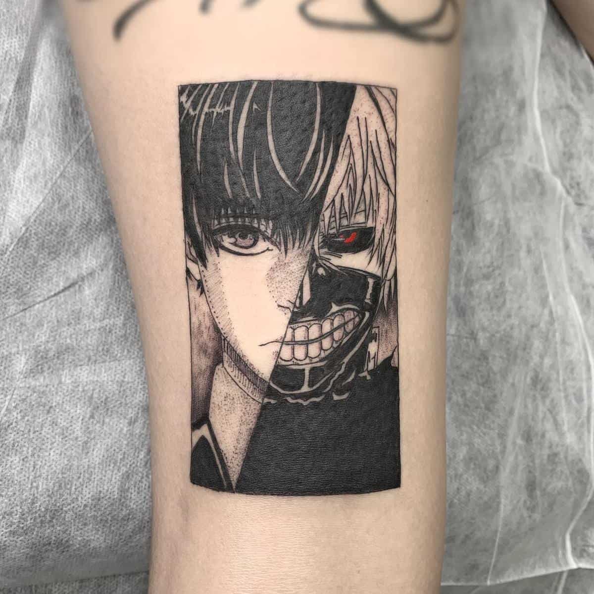 I do anime tattoos Thought you guys would enjoy this Kaneki tattoo I did  the other day  rTokyoGhoul