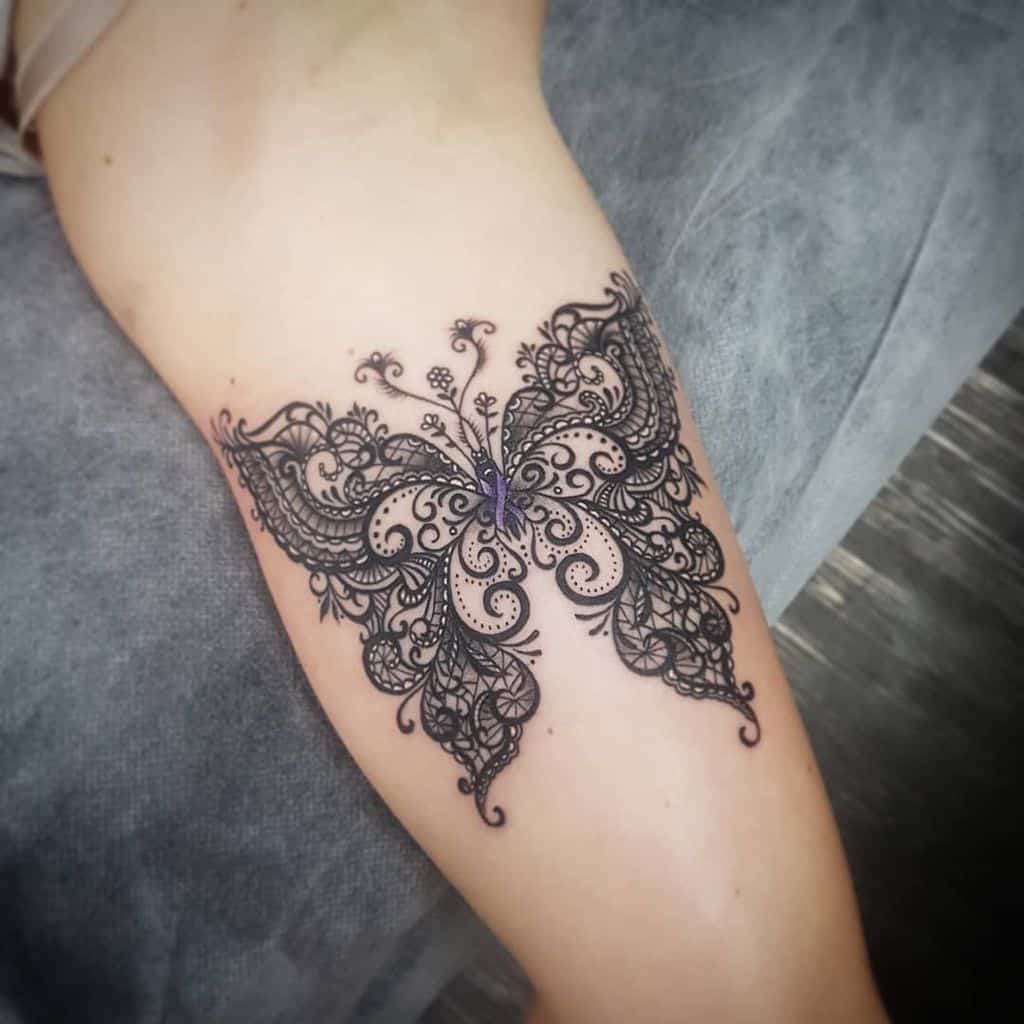 Lace Butterfly Tattoo