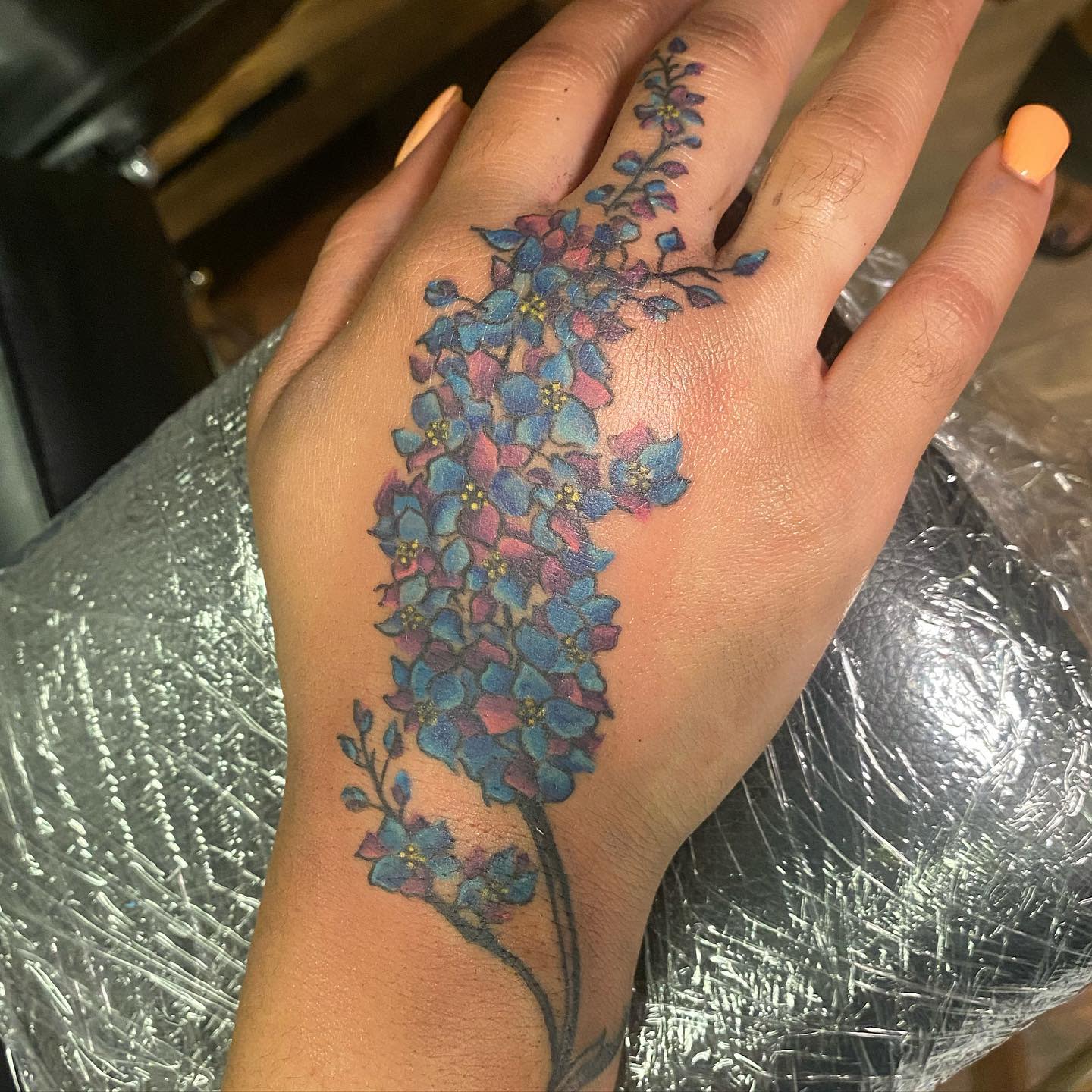 Blue Larkspur Tattoo -ink_by_avi