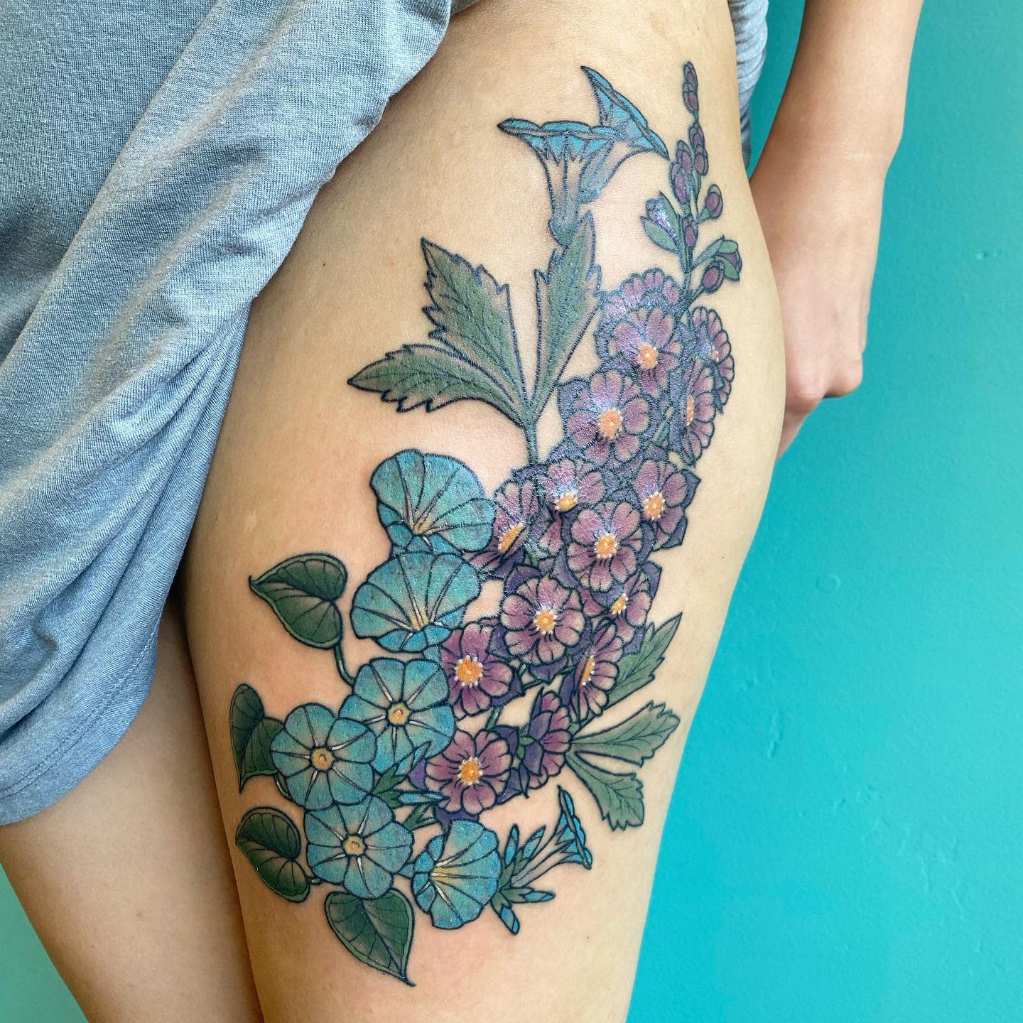 Purple Larkspur Tattoo -jillhollingsworthtattoo