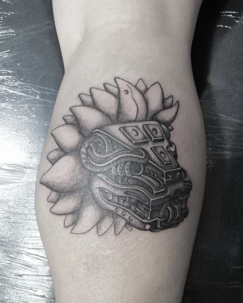 Leg Quetzalcoatl Tattoo