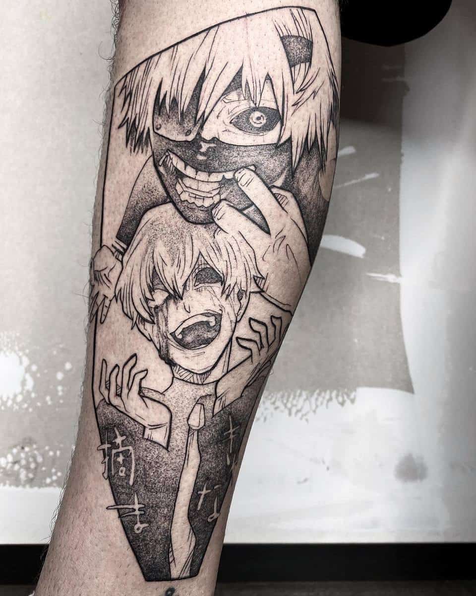 Leg Tokyo Ghoul Tattoo -inkdustriatattoo.