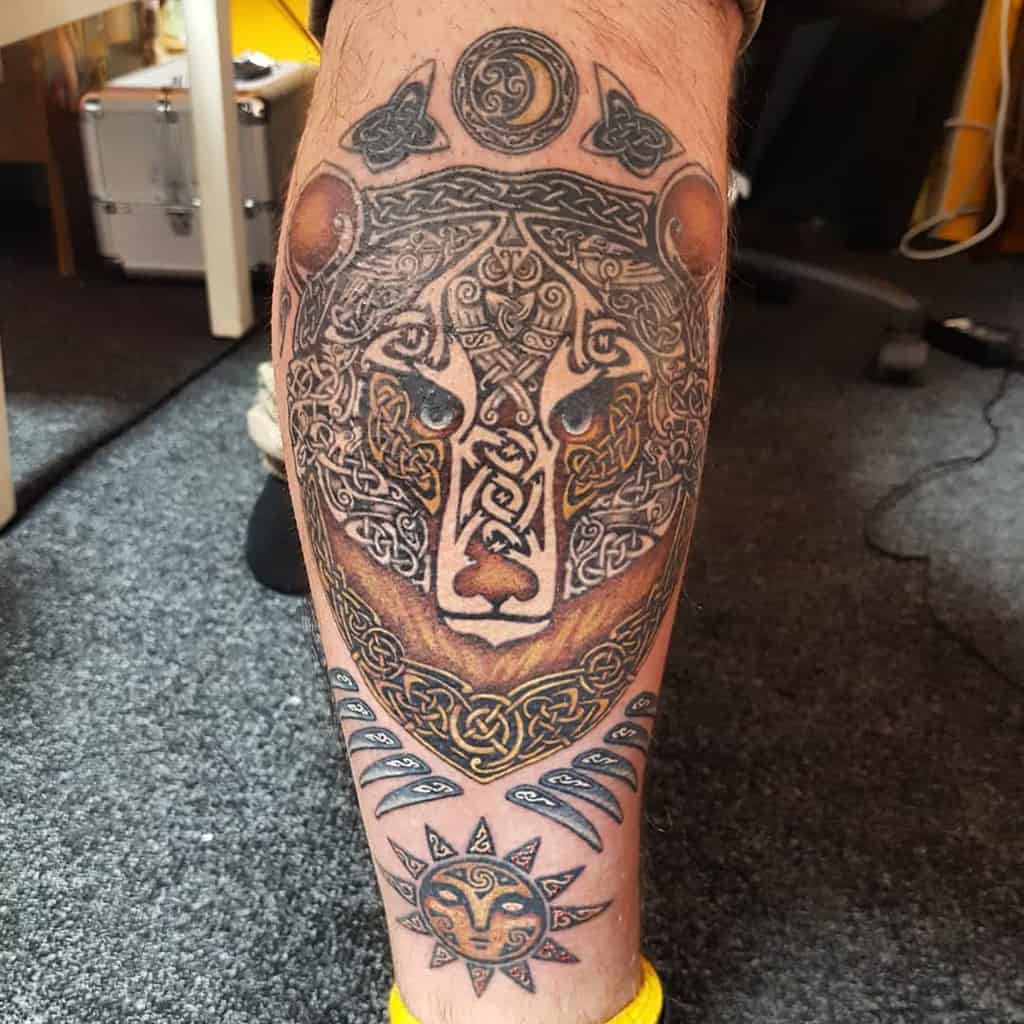 Leg Tribal Bear Tattoo irina_umanskaya_161