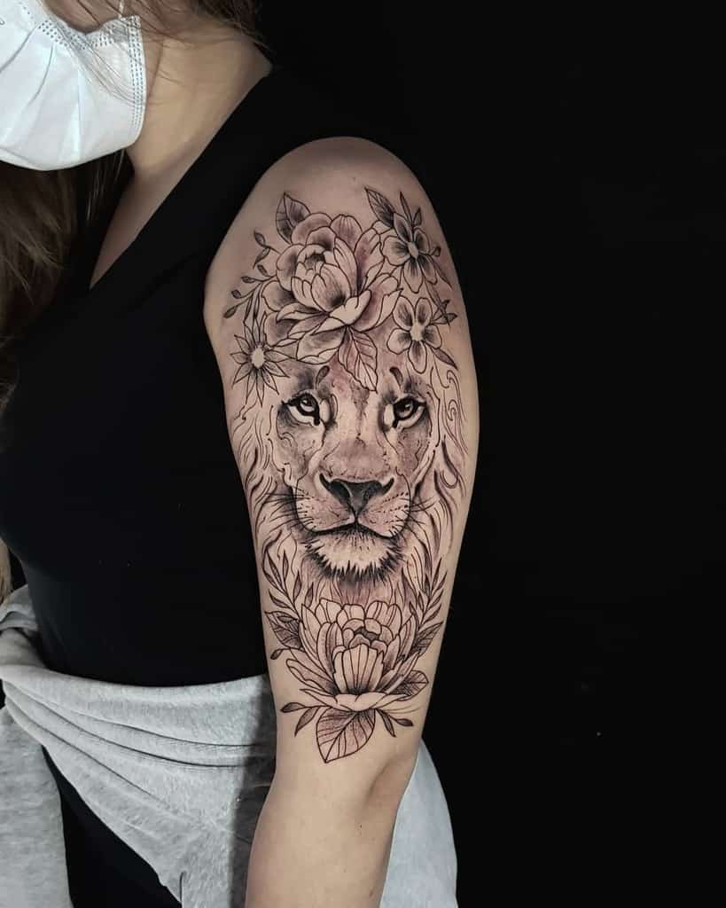 Lion Sleeve Tattoos for Women co2ink