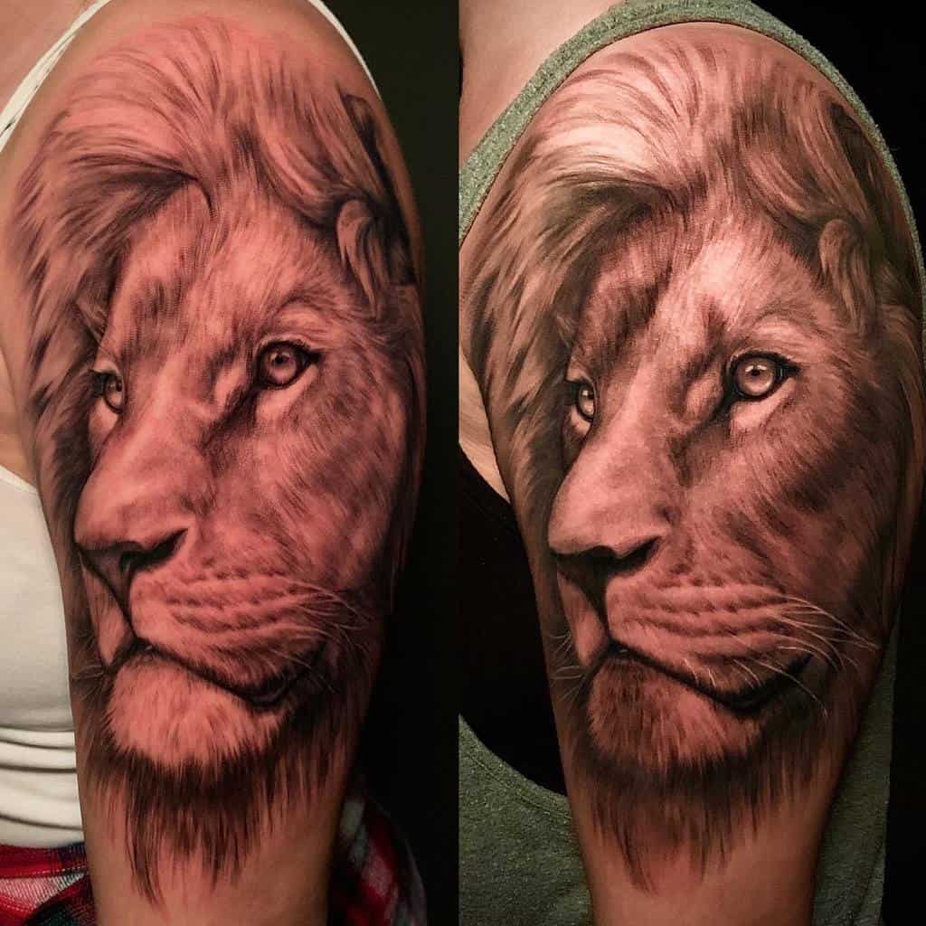 Lion Sleeve Tattoos for Women emdavinci