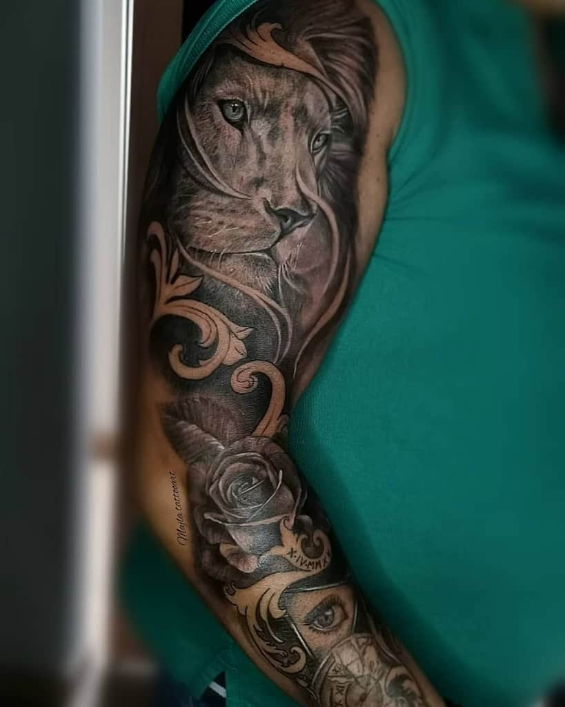 Lion Sleeve Tattoos for Women majla_art