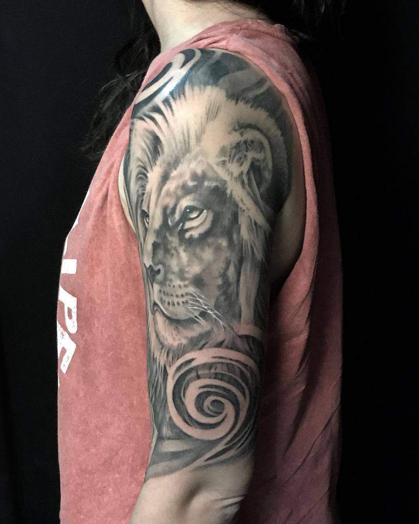 Lion Upper Arm Tattoos luckygoldtattoo