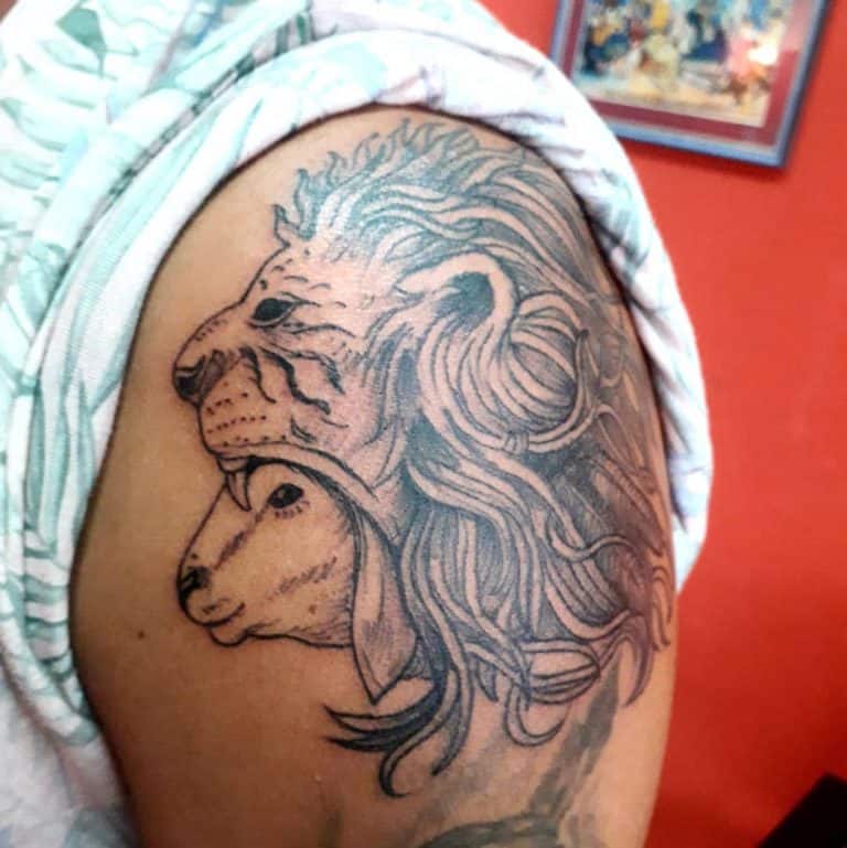 Lion and Lamb Tattoo Design Ideas