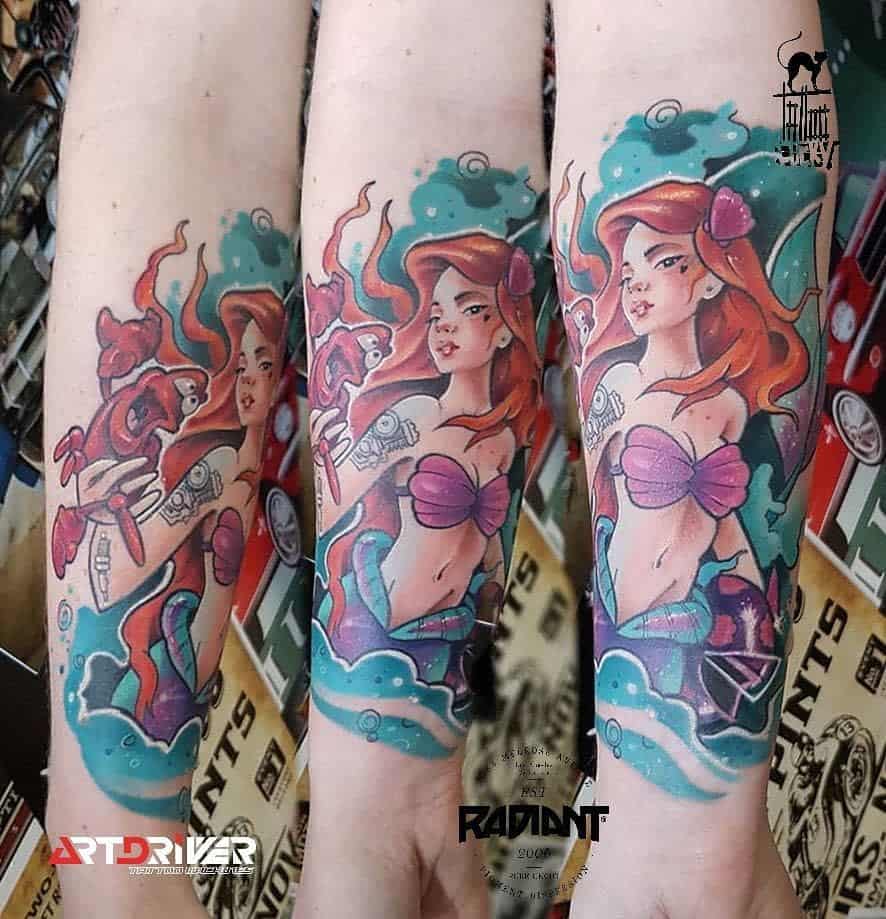 Little Mermaid Arm SleeveTattoo Lucky.tattoo