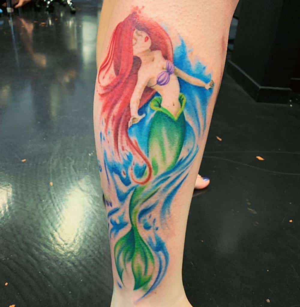 Little Mermaid Leg Tattoo Erinjadetattoos