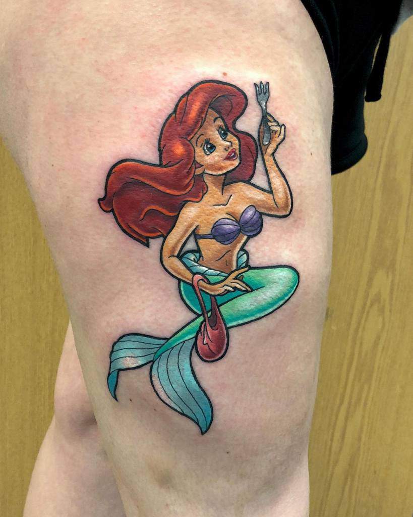 Little Mermaid Thigh Tattoo Chrismorristattoos