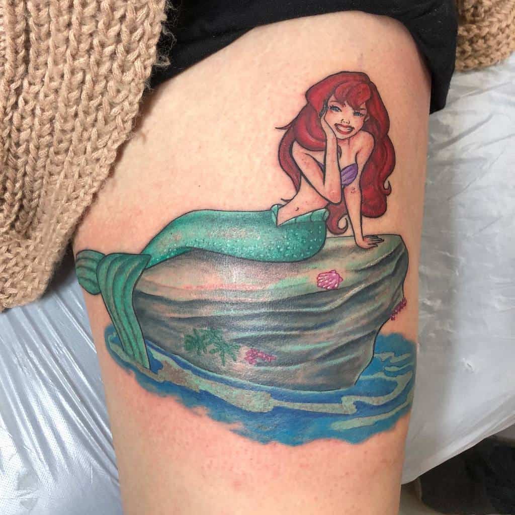 Little Mermaid Thigh Tattoo Sacredhearttattooslp7