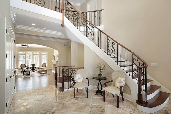 Luxury staircase with chairs