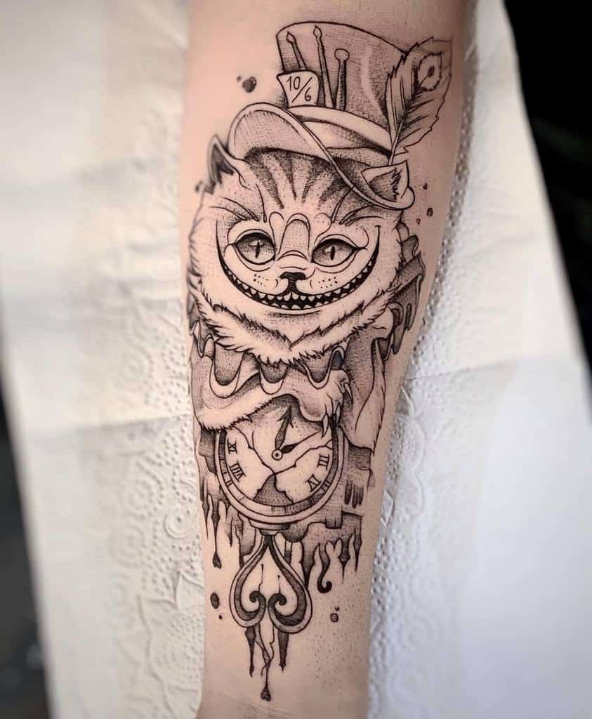 Mad Hatter Cheshire Cat Tattoo vinnitattooart