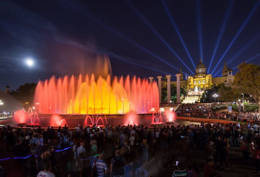 Magic Fountain and the Catalan art museum at night