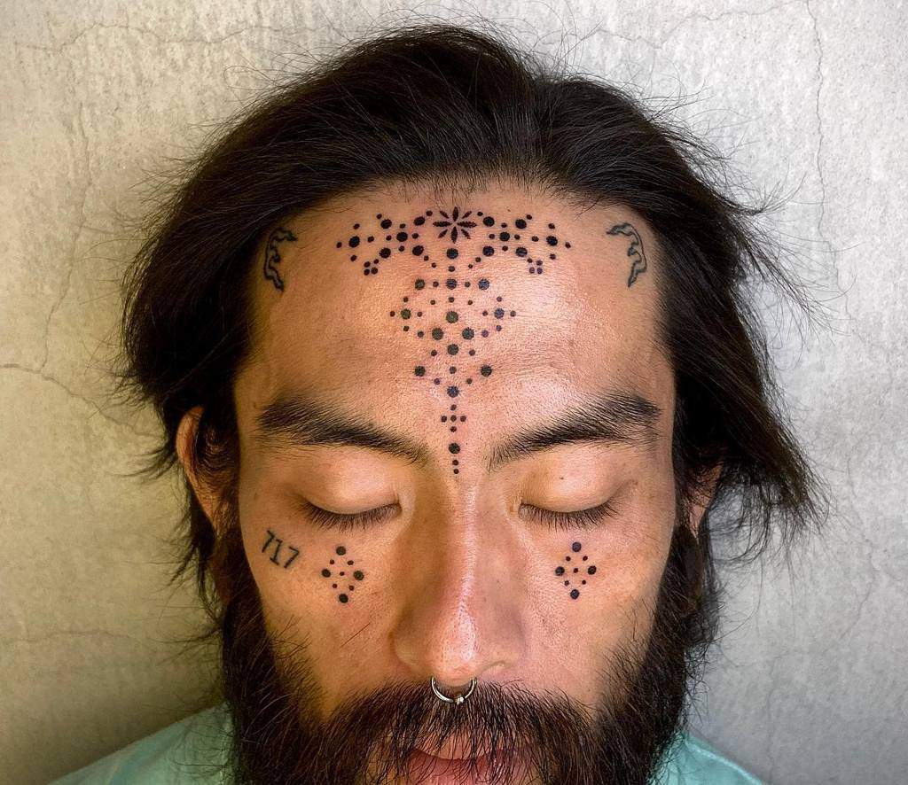 Male Tribal Face Tattoo black_ink_studio24