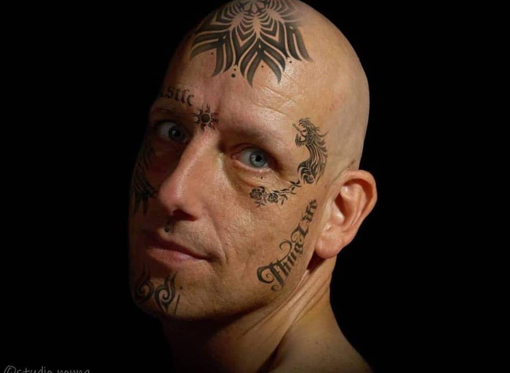 Male Tribal Face Tattoo model_a3