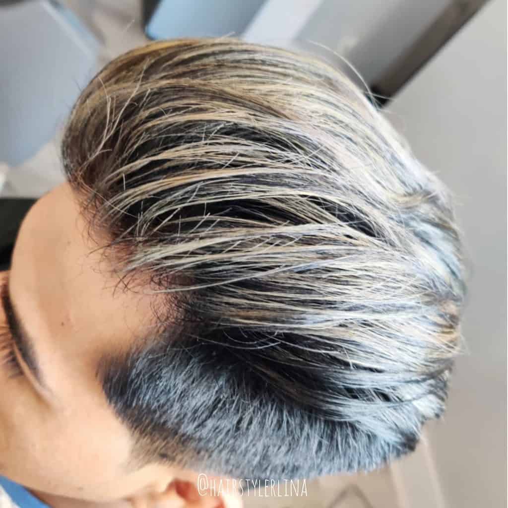 Man with black hair and blond highlights-hairstylerlina