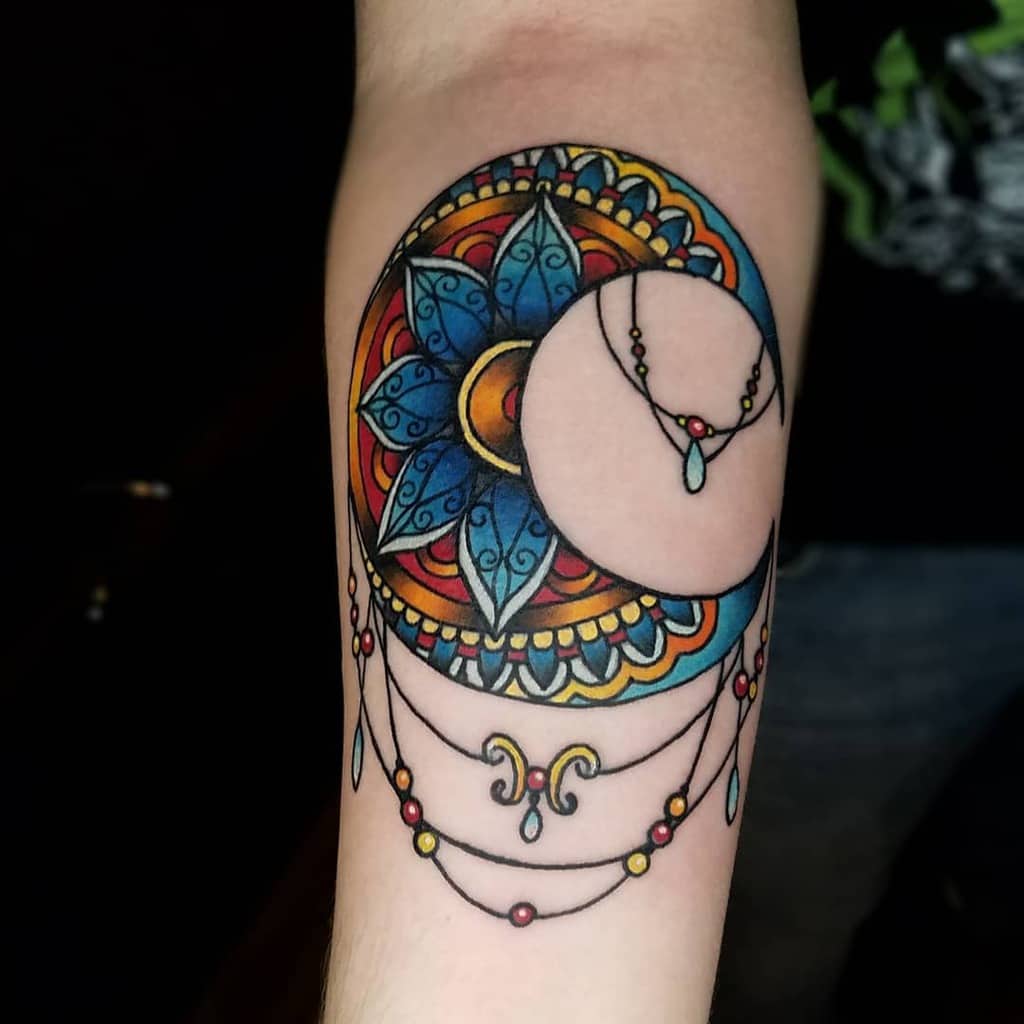 Moon Tattoo  Mandala tattoo Luna tattoo Tattoos