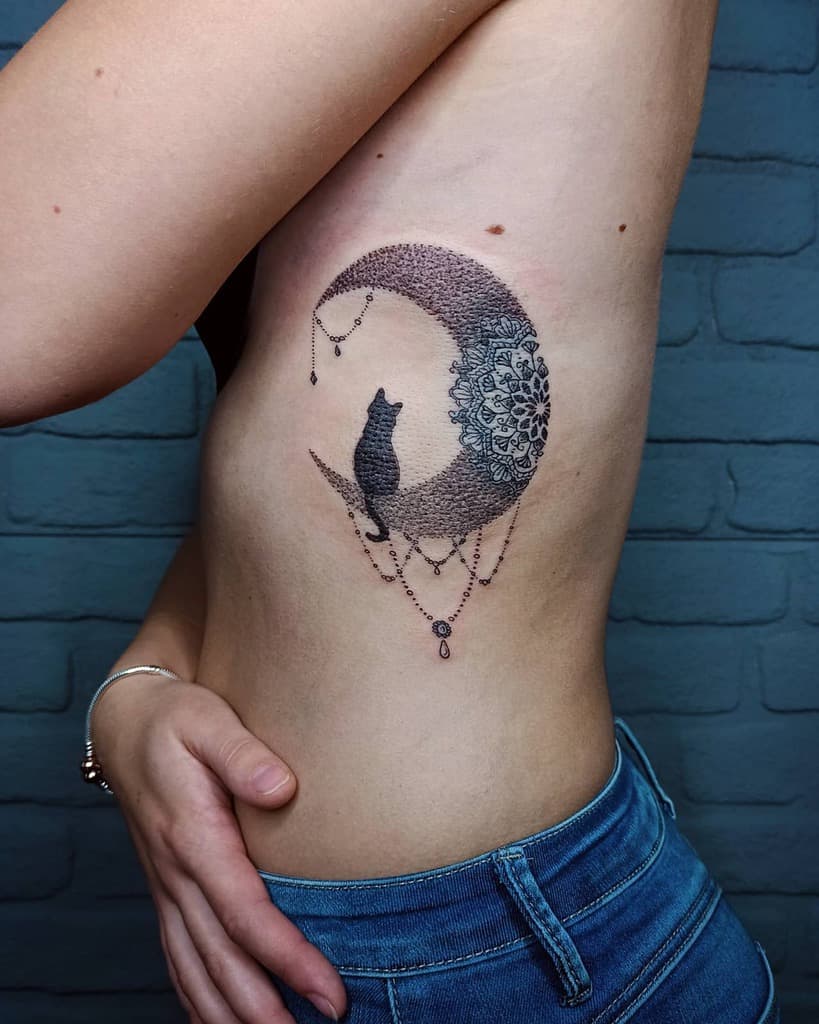 Simple mandala and crescent moon  Tattoogridnet