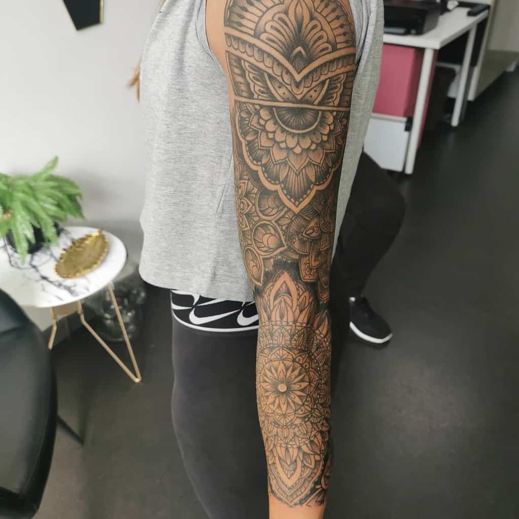 Mandala Sleeve Tattoos for Women connerm_tattoos
