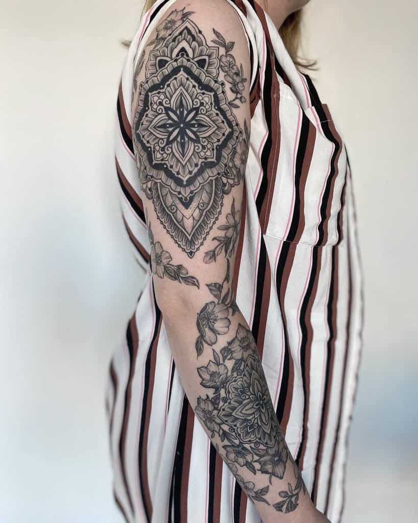 Mandala Sleeve Tattoos for Women sabinaseiferttattoo