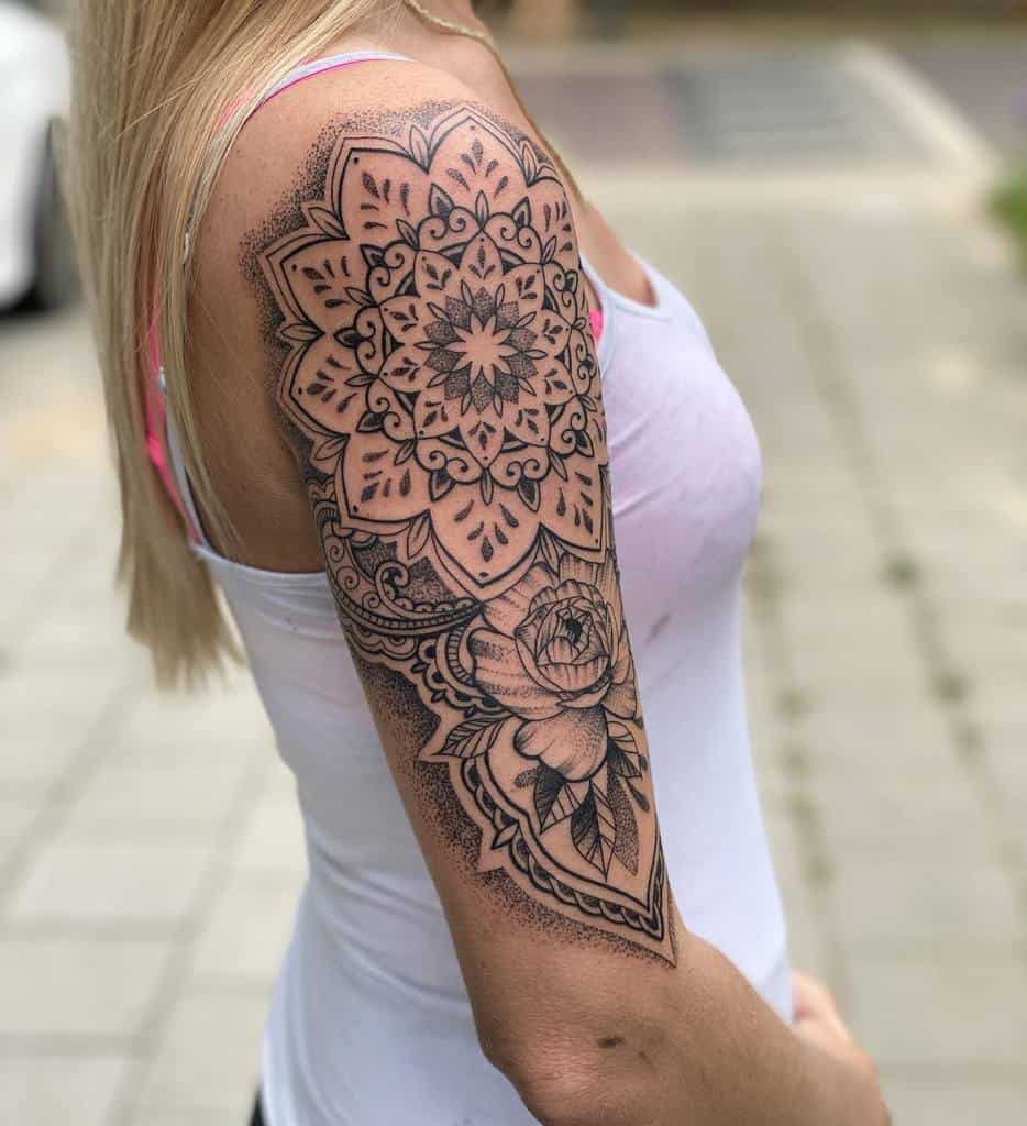 Mandala Upper Arm Tattoos kayecoppoolse