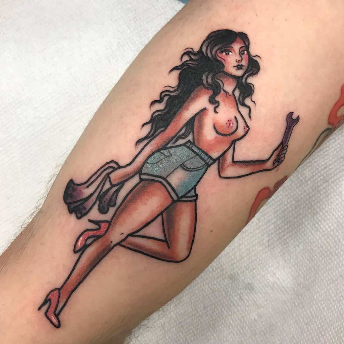 Mechanic Pin Up Girl Tattoo -evilcko
