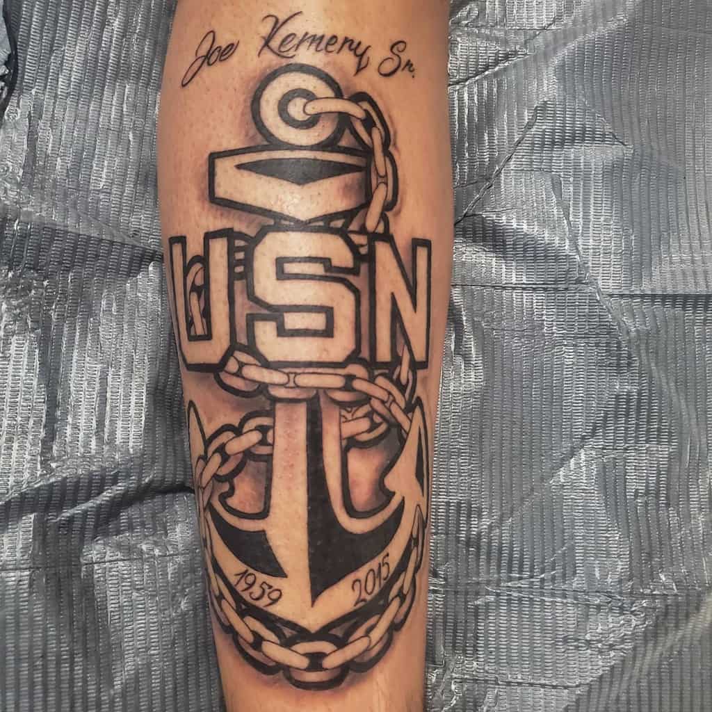 Navy Anchor Memorial Tattoo