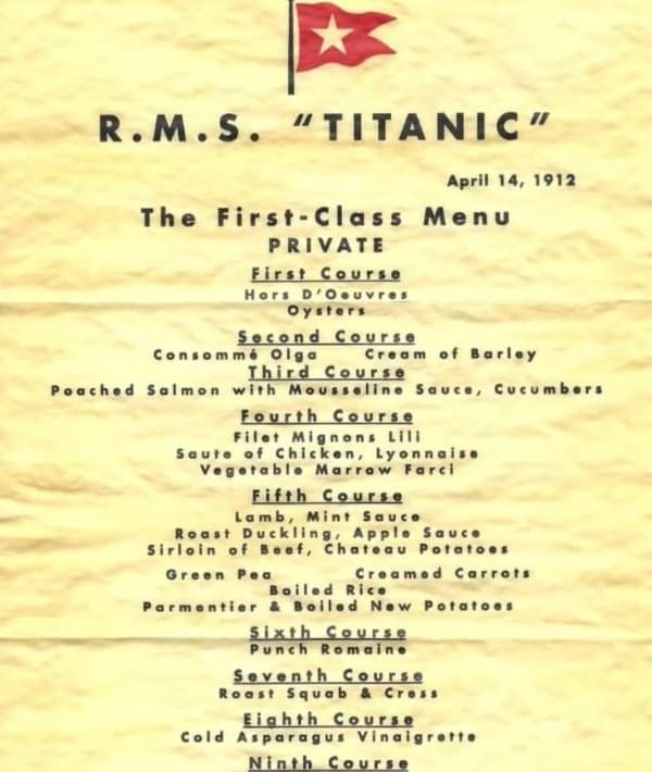 Menu of the Ship's Last Meal