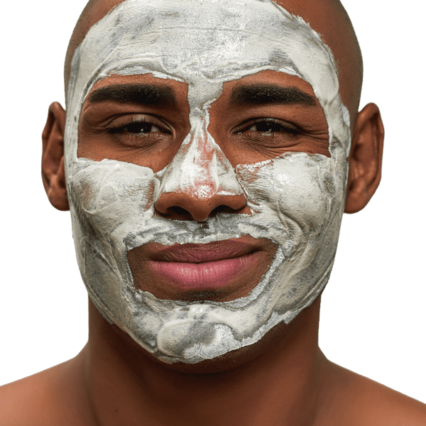 Geologie's Micro Exfoliator and 3 Minute Clay Mask Applied to Face