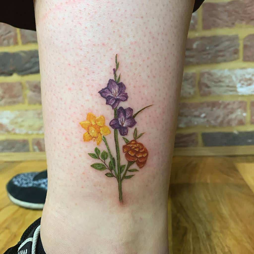 Minimalist Flower Ankle Tattoo becca_tattoo