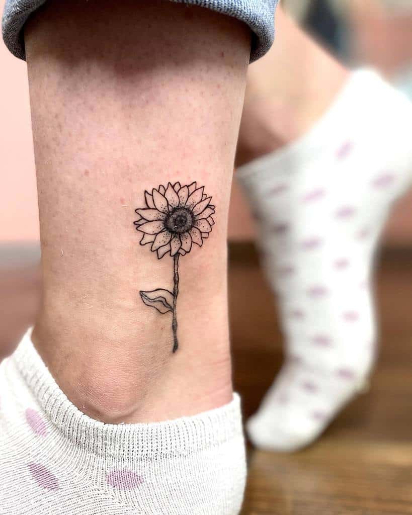 Minimalist Flower Ankle Tattoo nikastattooartistry