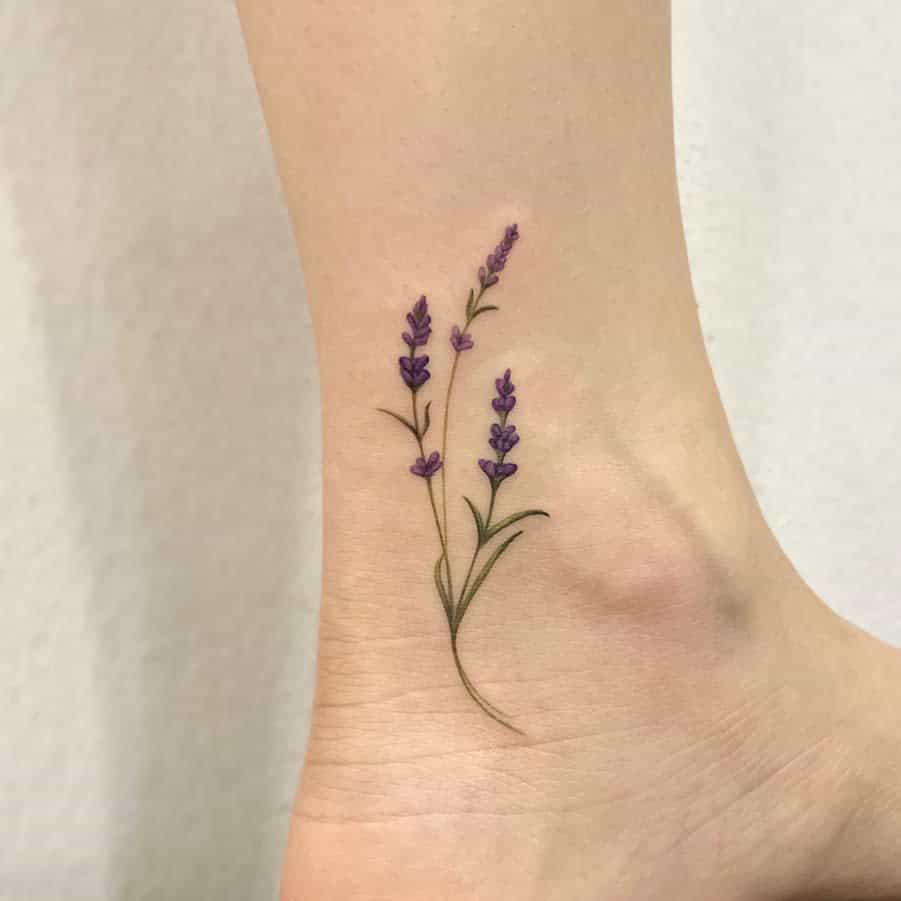 Minimalist Flower Ankle Tattoo soi.sauce_